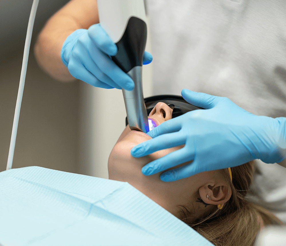 woman getting mouth scanned